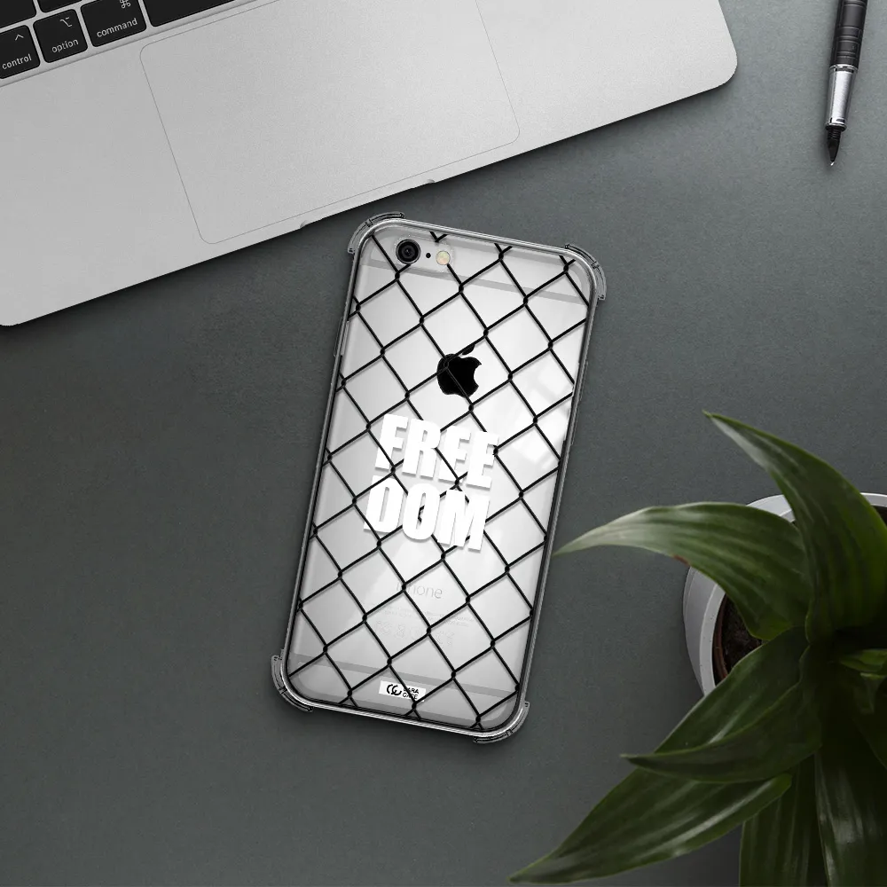 a close-up of a chain link fence Apple iPhone 6 Clear PC Case