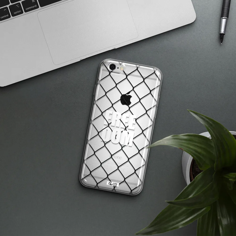 a close-up of a chain link fence Apple iPhone 6 Clear TPU Case