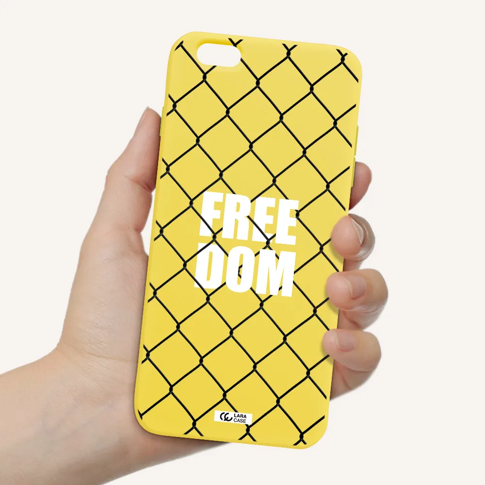 a close-up of a chain link fence Apple iPhone 6 plus Silicone canary yellow Case