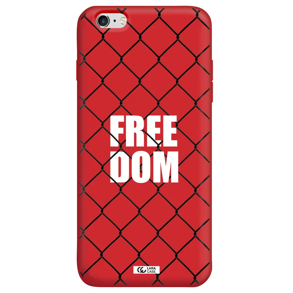 a close-up of a chain link fence Apple iPhone 6 plus Silicone Imperial Red Case