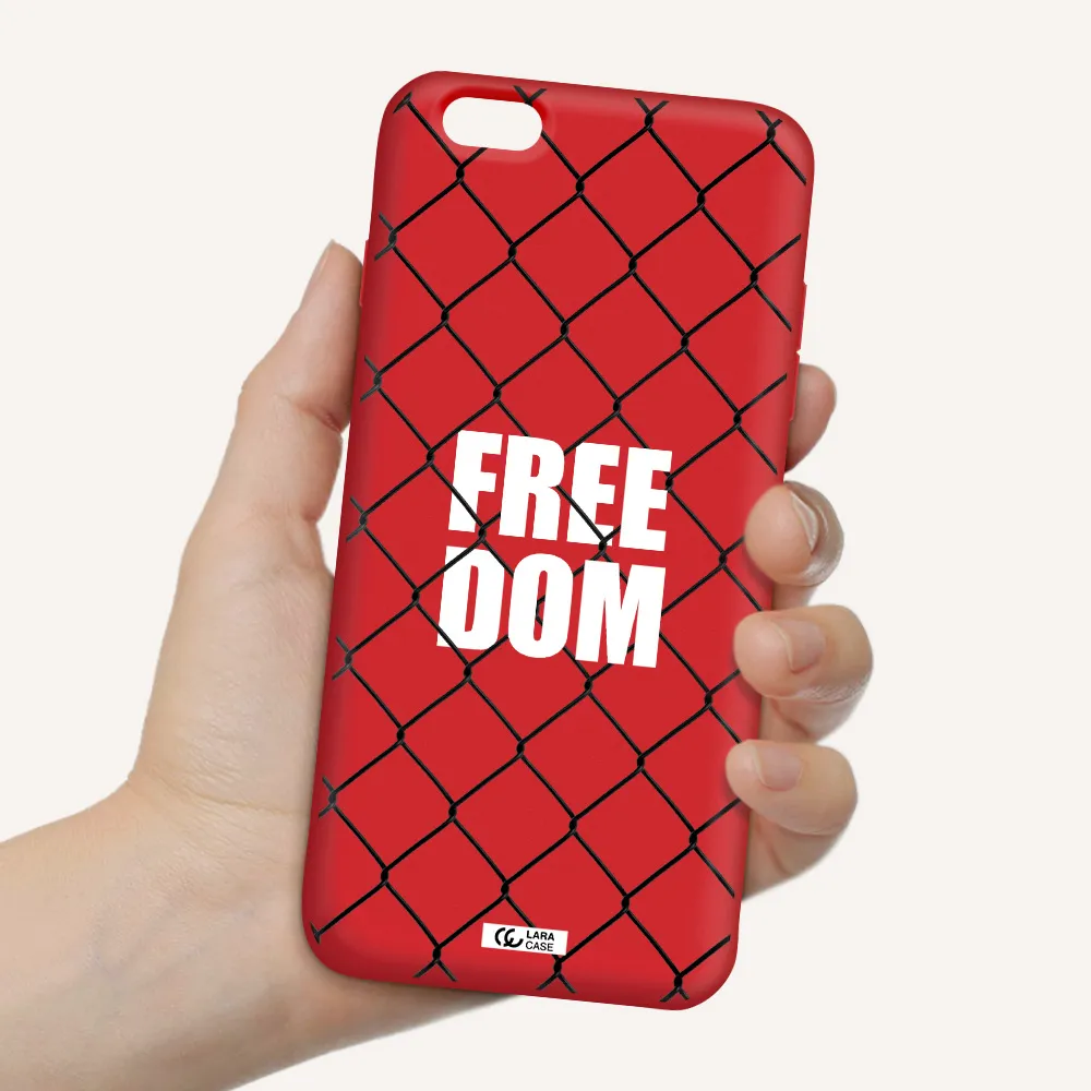 a close-up of a chain link fence Apple iPhone 6 plus Silicone Imperial Red Case