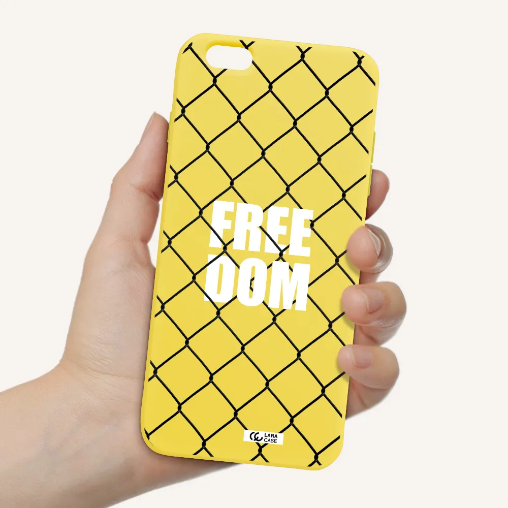 a close-up of a chain link fence Apple iPhone 6 s plus Silicone canary yellow Case