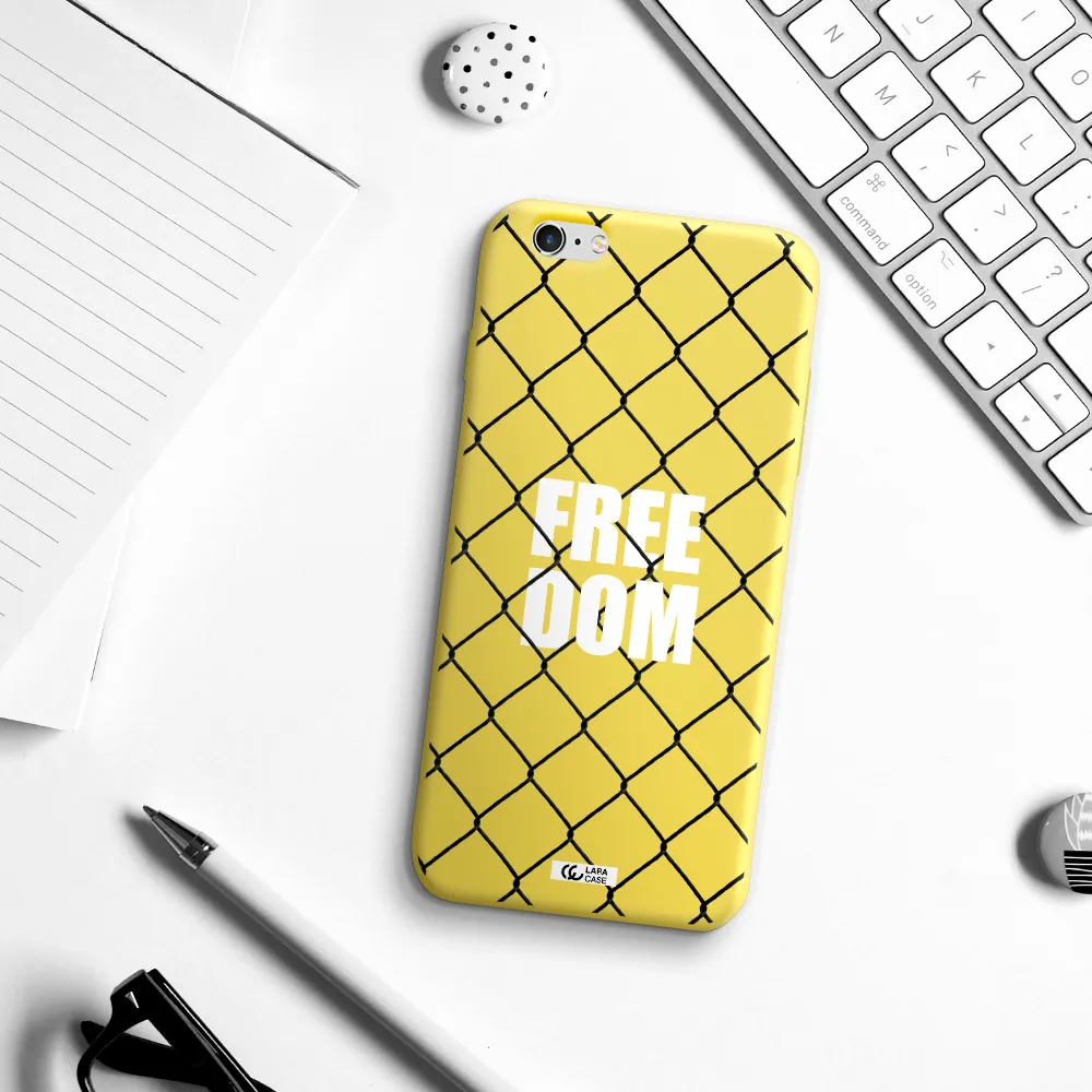 a close-up of a chain link fence Apple iPhone 6 s plus Silicone canary yellow Case