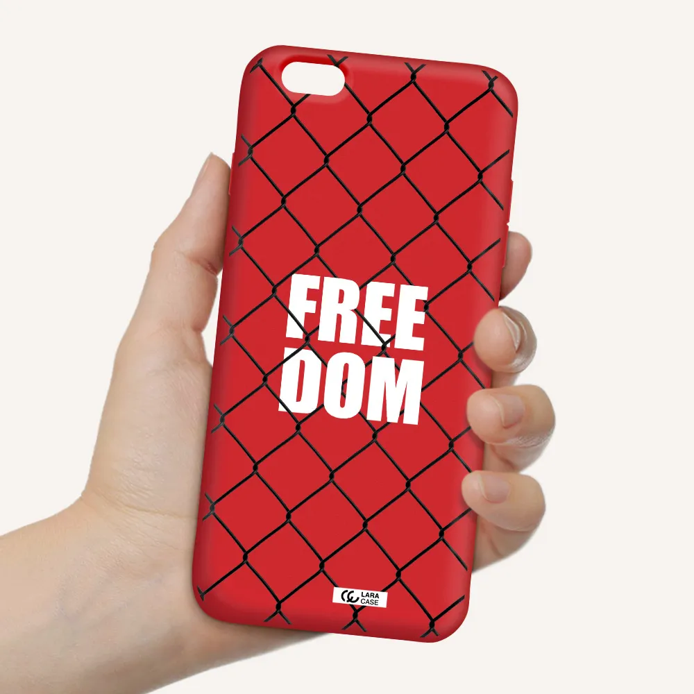 a close-up of a chain link fence Apple iPhone 6 s plus Silicone Imperial Red Case