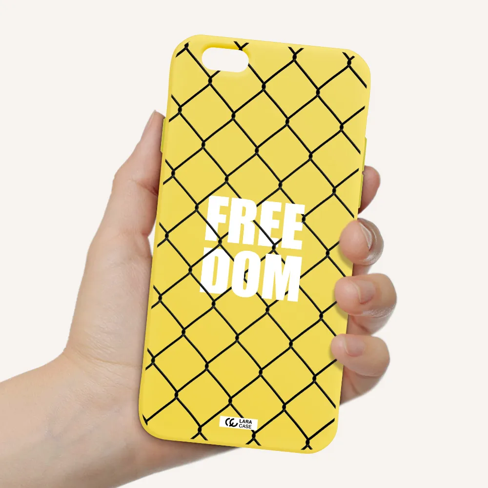 a close-up of a chain link fence Apple iPhone 6 Silicone canary yellow Case