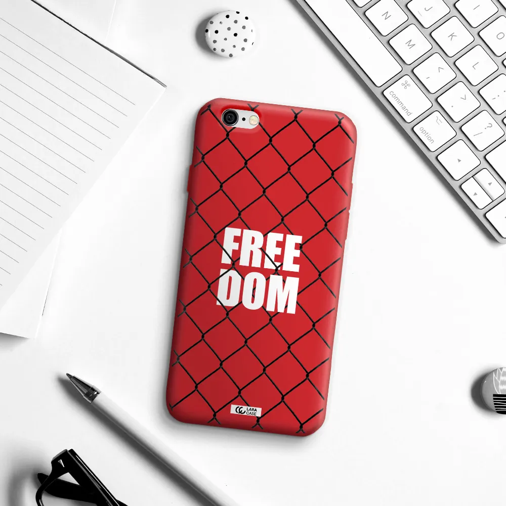 a close-up of a chain link fence Apple iPhone 6 Silicone Imperial Red Case