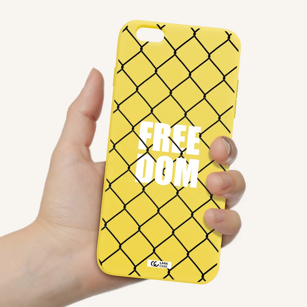 a close-up of a chain link fence Apple iPhone 6S Silicone canary yellow Case