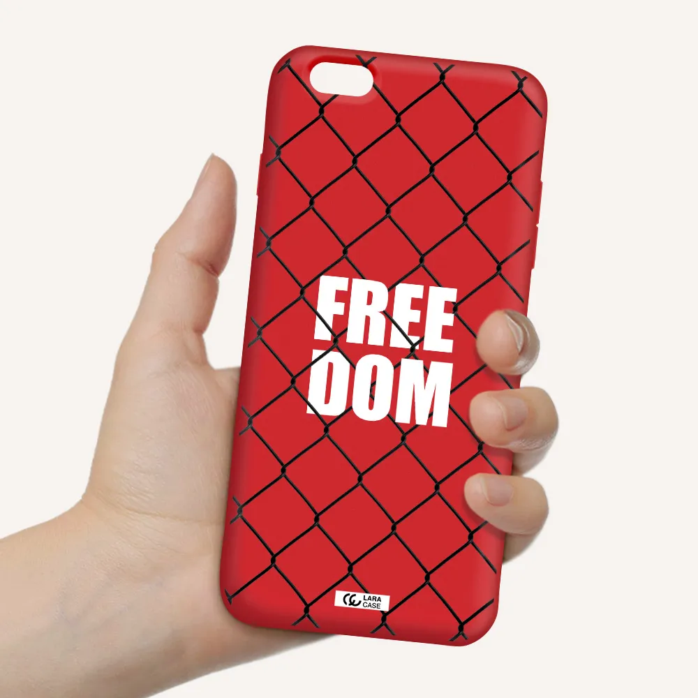 a close-up of a chain link fence Apple iPhone 6S Silicone Imperial Red Case