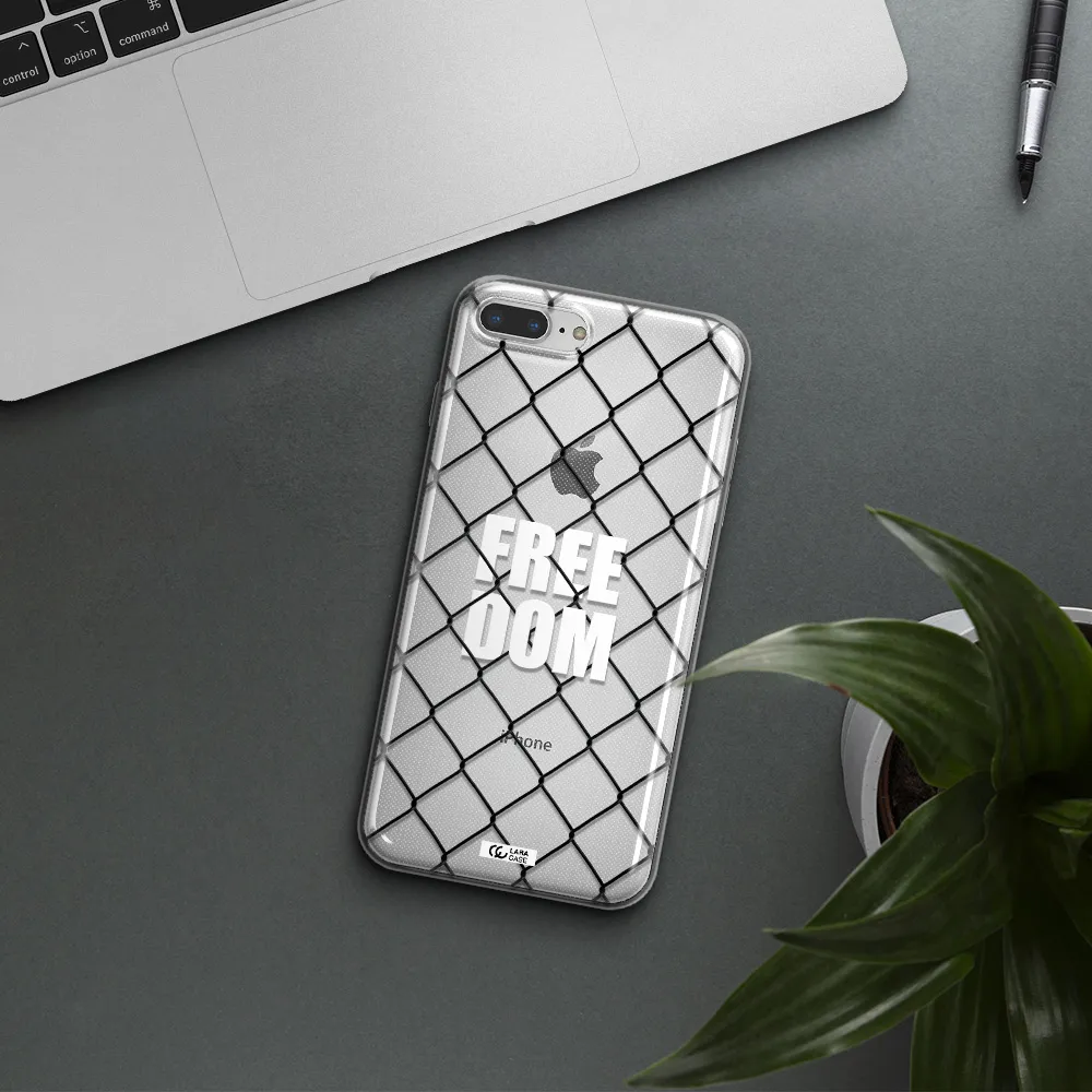 a close-up of a chain link fence Apple iPhone 7 plus Clear TPU Case