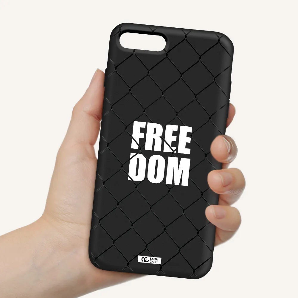 a close-up of a chain link fence Apple iPhone 7 plus Silicone black Case
