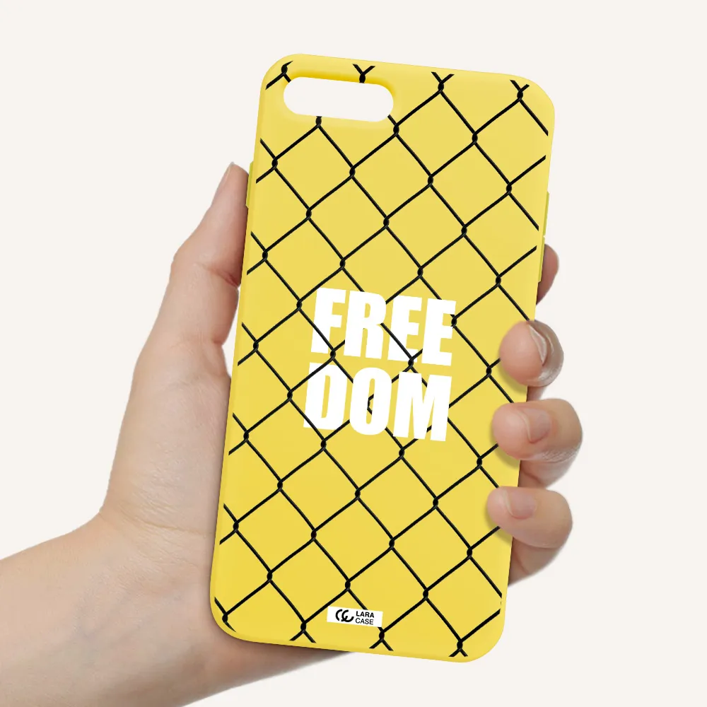 a close-up of a chain link fence Apple iPhone 7 plus Silicone canary yellow Case