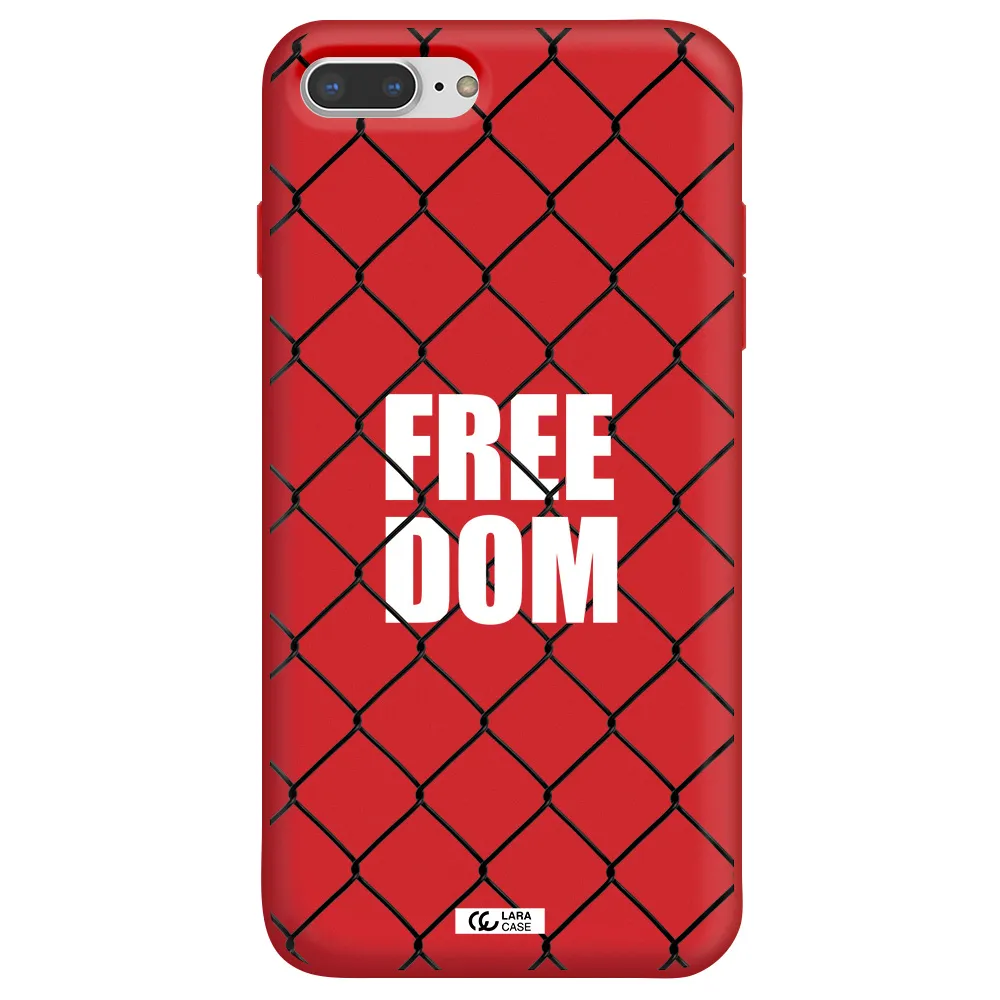 a close-up of a chain link fence Apple iPhone 7 plus Silicone Imperial Red Case