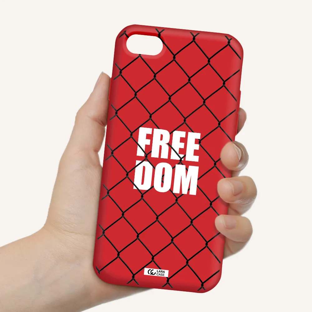 a close-up of a chain link fence Apple iPhone 7 Silicone Imperial Red Case