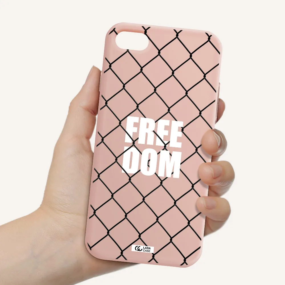 a close-up of a chain link fence Apple iPhone 7 Silicone pastel pink Case