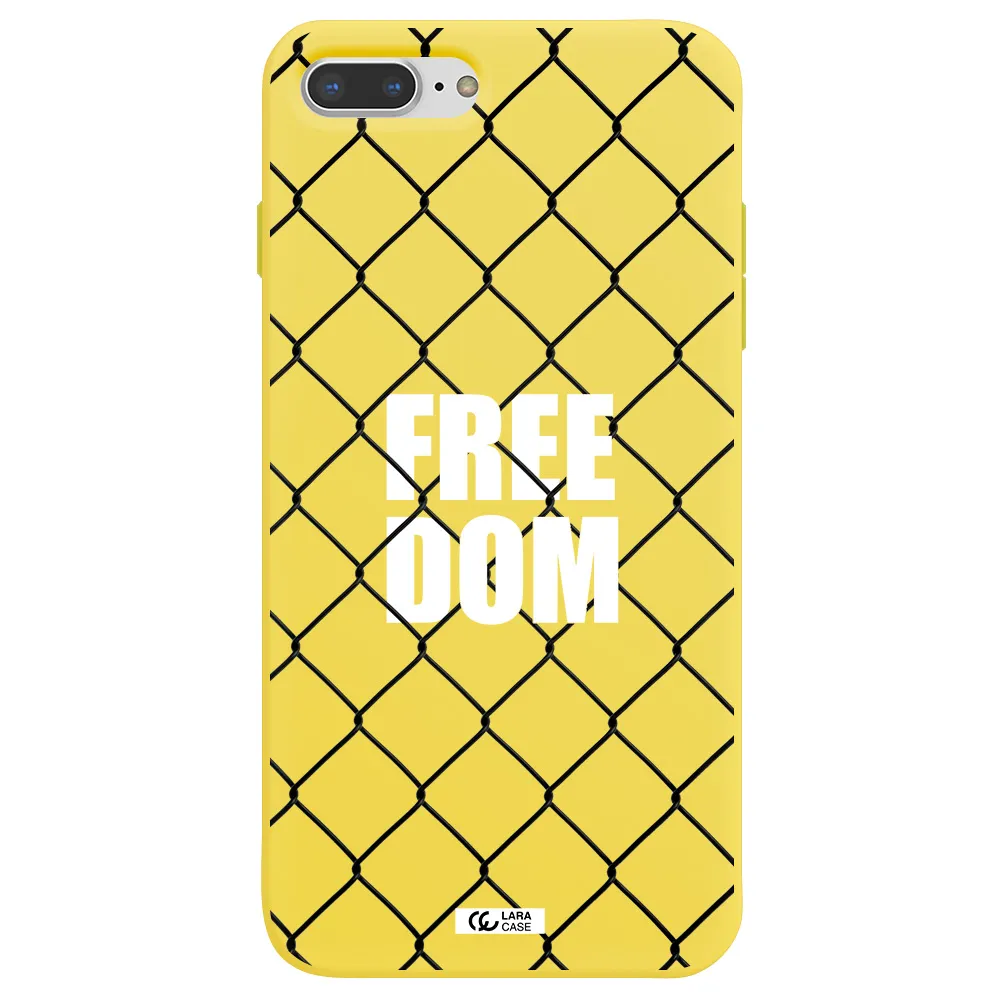 a close-up of a chain link fence Apple iPhone 8 plus Silicone canary yellow Case