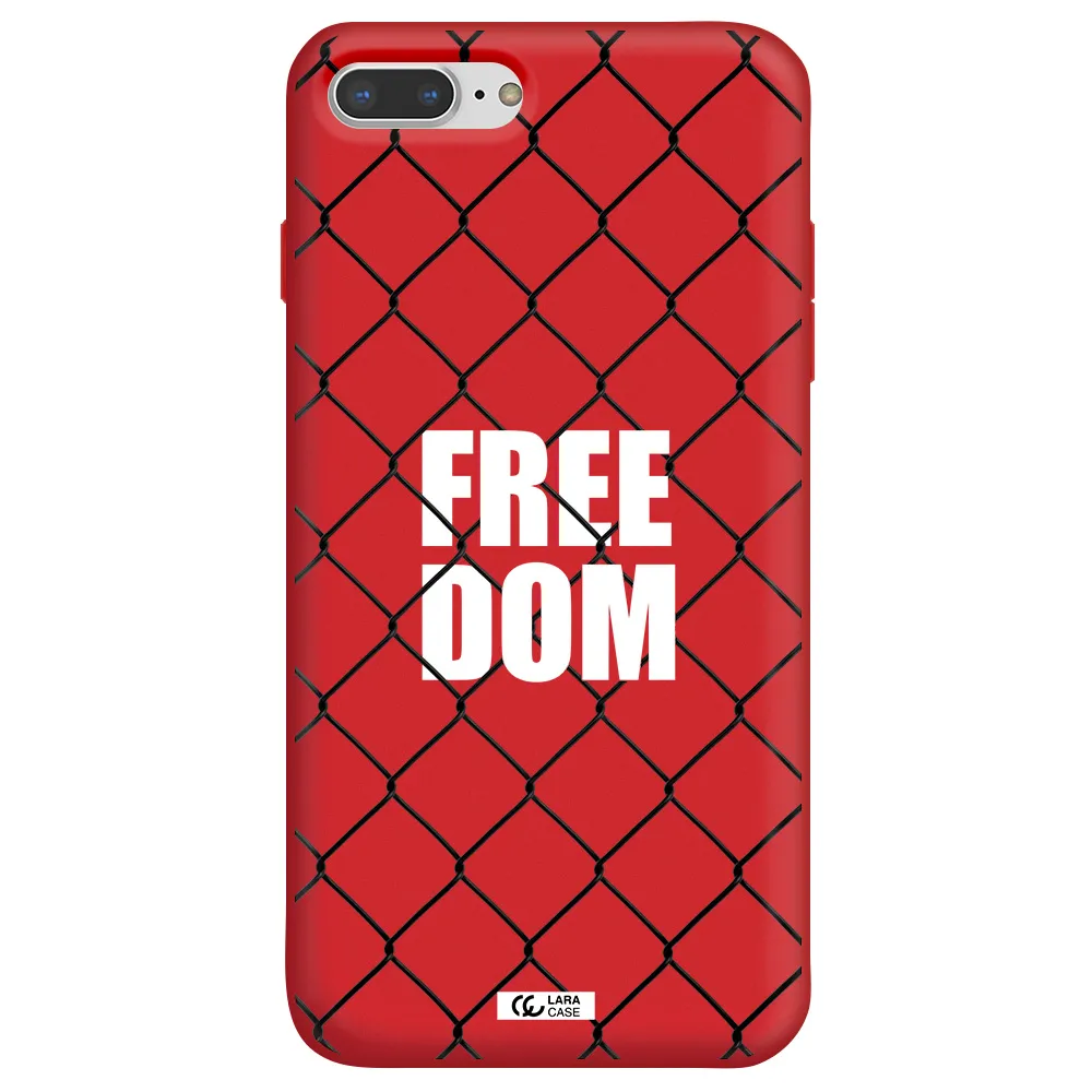 a close-up of a chain link fence Apple iPhone 8 plus Silicone Imperial Red Case