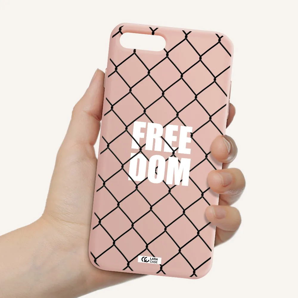 a close-up of a chain link fence Apple iPhone 8 plus Silicone pastel pink Case