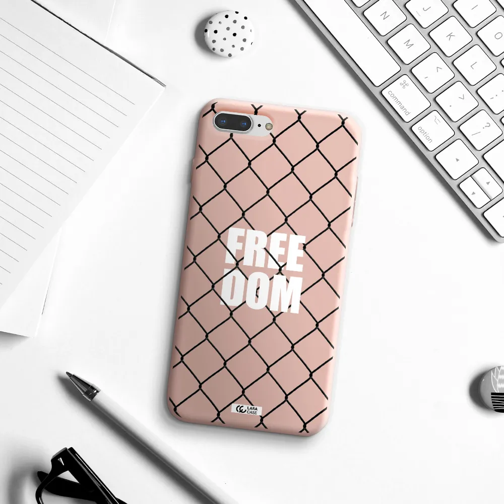 a close-up of a chain link fence Apple iPhone 8 plus Silicone pastel pink Case