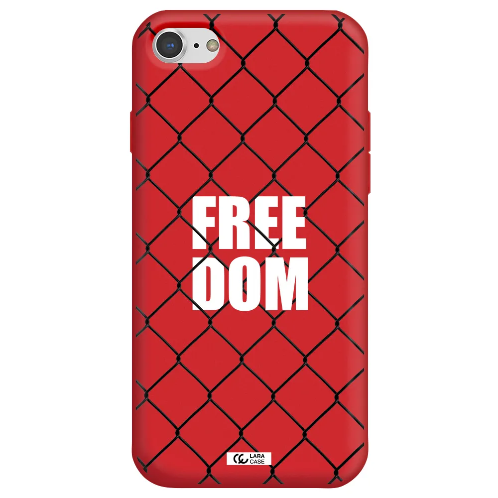 a close-up of a chain link fence Apple iPhone 8 Silicone Imperial Red Case