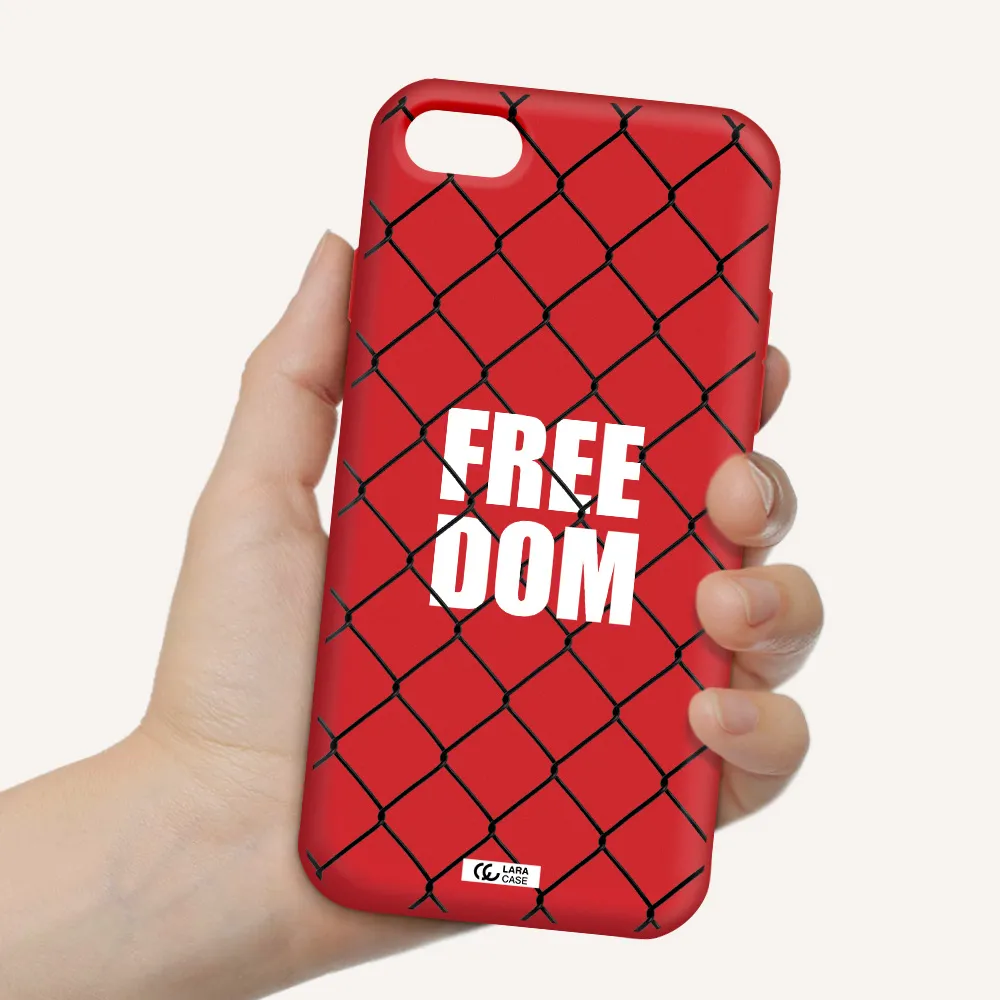 a close-up of a chain link fence Apple iPhone 8 Silicone Imperial Red Case