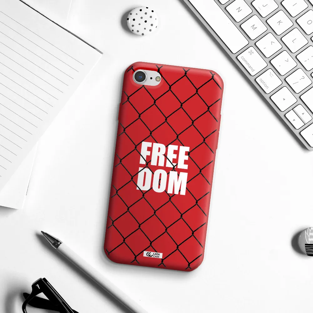 a close-up of a chain link fence Apple iPhone 8 Silicone Imperial Red Case