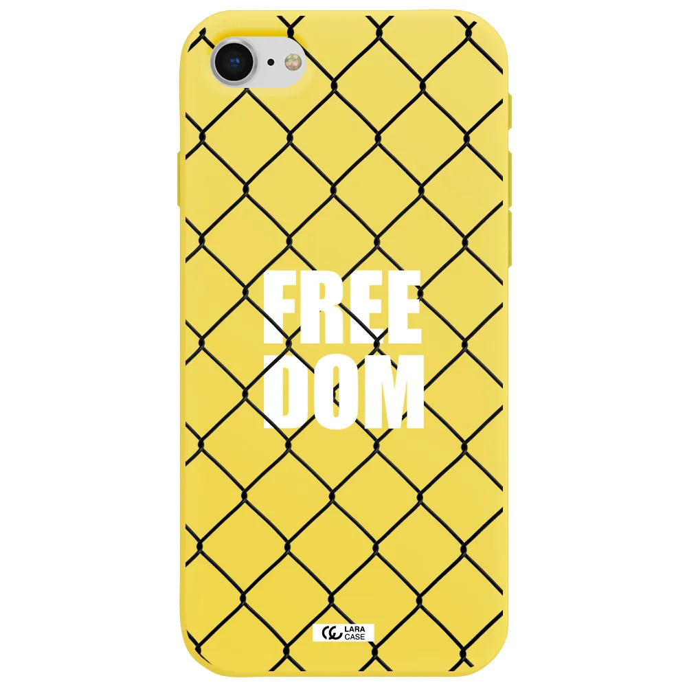 a close-up of a chain link fence Apple iPhone se 2020 Silicone canary yellow Case