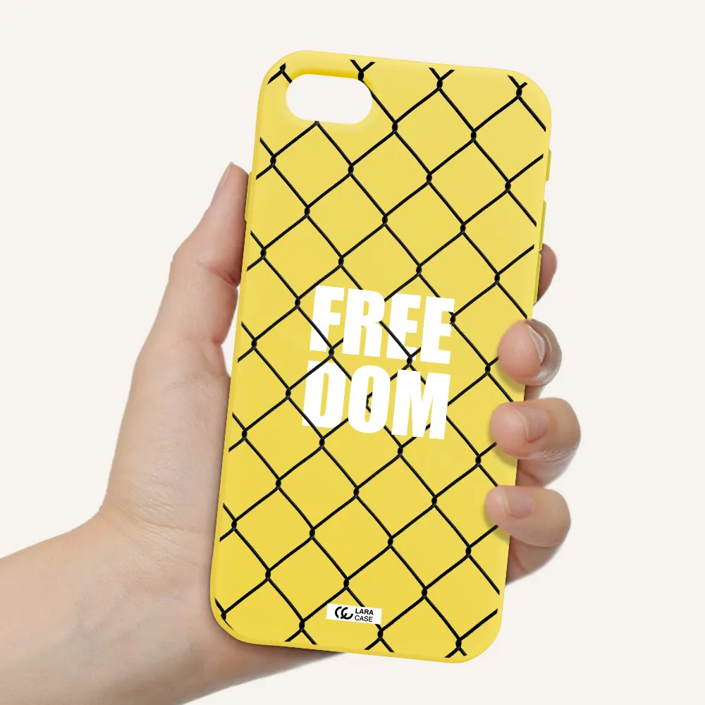 a close-up of a chain link fence Apple iPhone se 2020 Silicone canary yellow Case