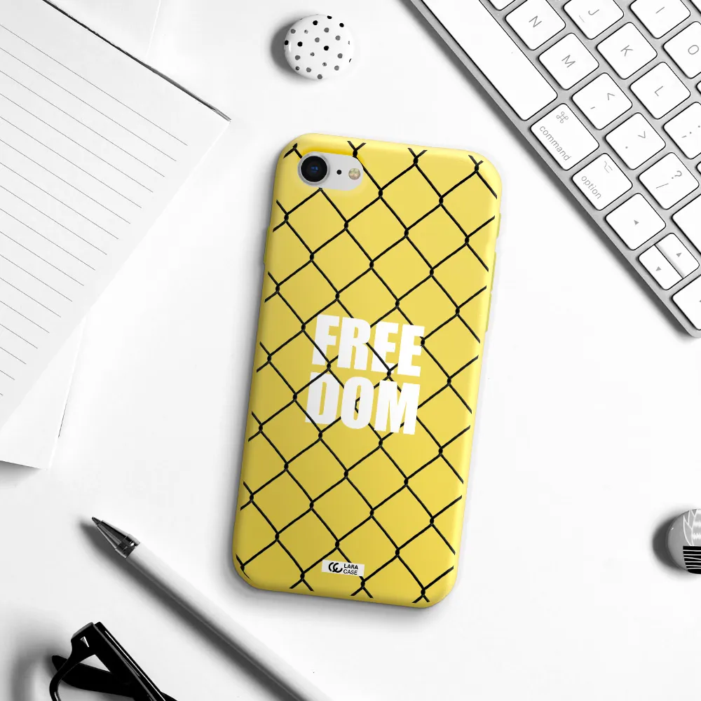 a close-up of a chain link fence Apple iPhone se 2020 Silicone canary yellow Case
