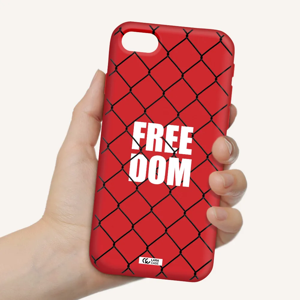 a close-up of a chain link fence Apple iPhone se 2020 Silicone Imperial Red Case