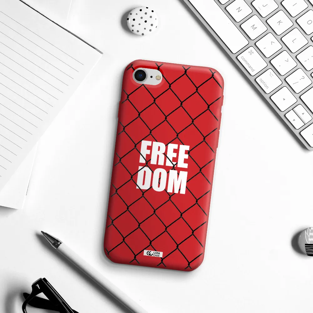a close-up of a chain link fence Apple iPhone se 2020 Silicone Imperial Red Case