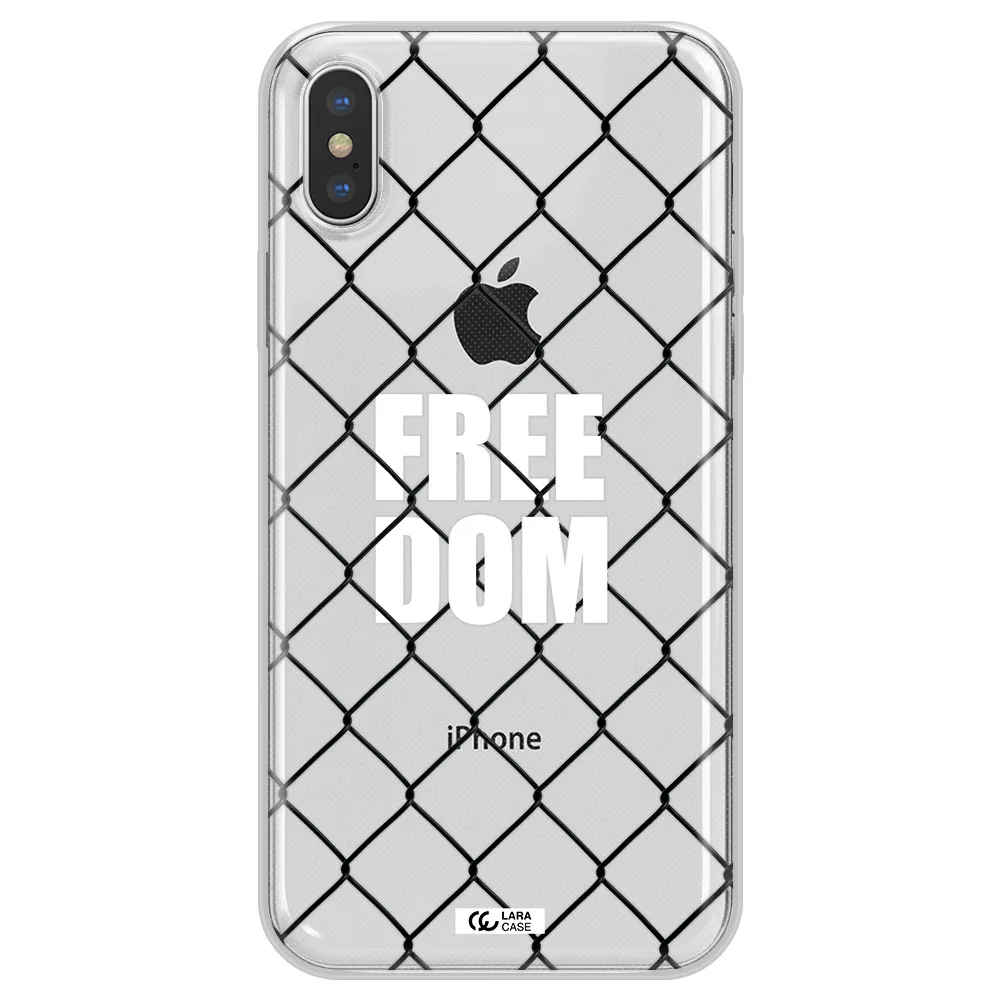 a close-up of a chain link fence Apple iPhone X Clear TPU Case