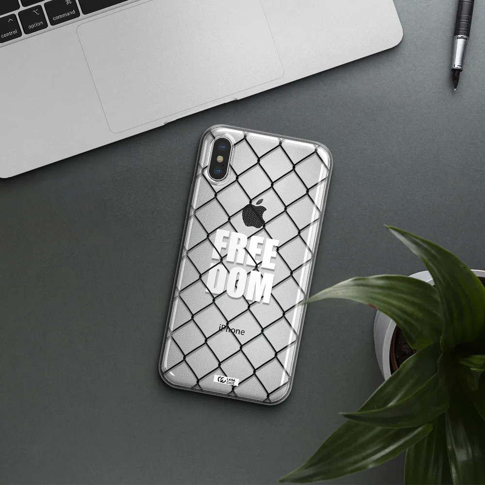 a close-up of a chain link fence Apple iPhone X Clear TPU Case