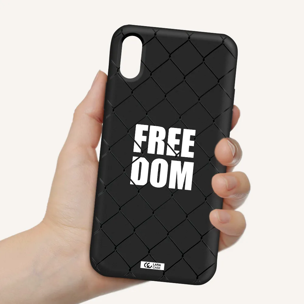 a close-up of a chain link fence Apple iPhone X Silicone black Case