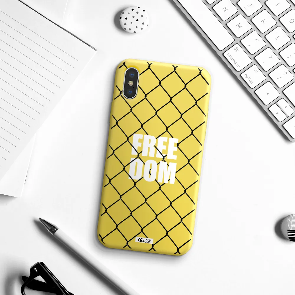 a close-up of a chain link fence Apple iPhone X Silicone canary yellow Case
