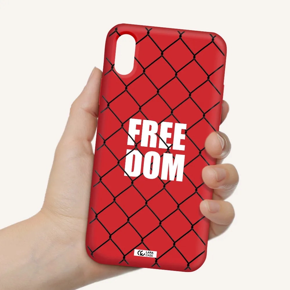 a close-up of a chain link fence Apple iPhone X Silicone Imperial Red Case