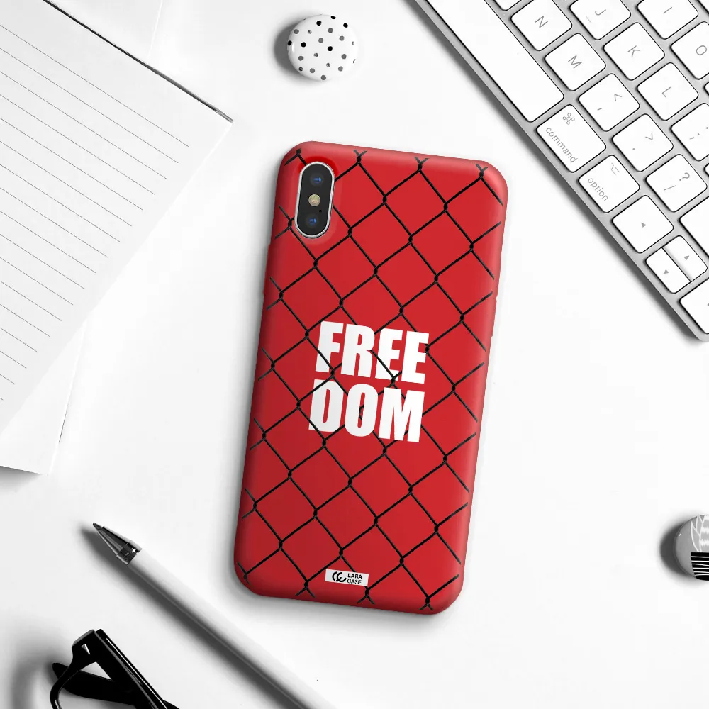 a close-up of a chain link fence Apple iPhone X Silicone Imperial Red Case