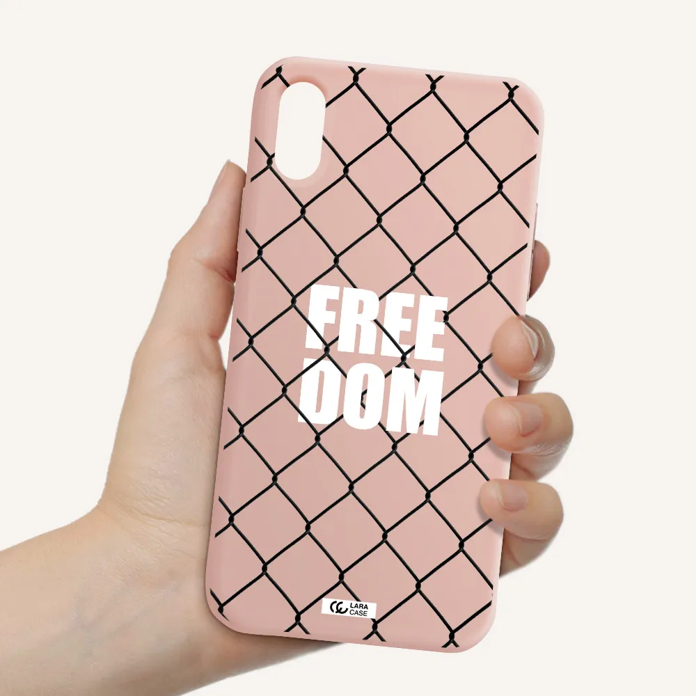 a close-up of a chain link fence Apple iPhone X Silicone pastel pink Case