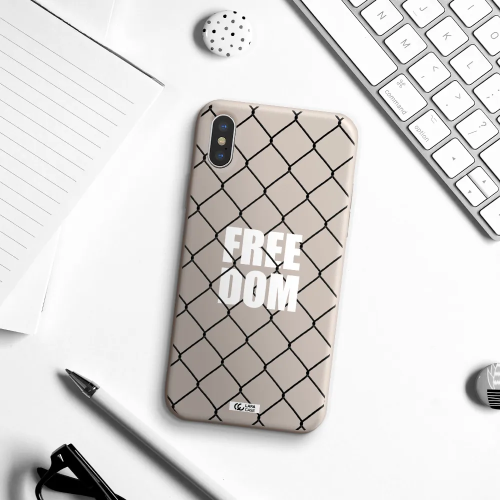 a close-up of a chain link fence Apple iPhone X Silicone Stone Case