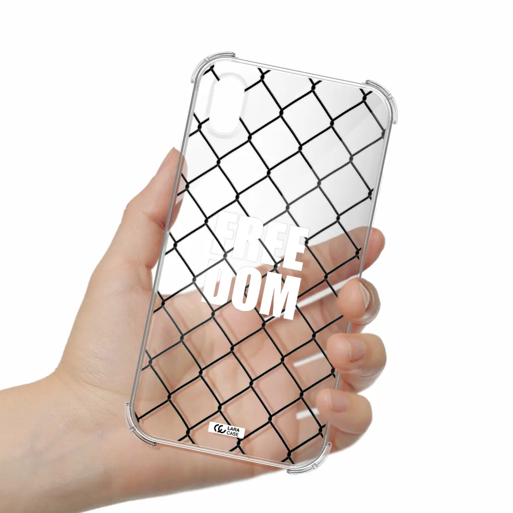 a close-up of a chain link fence Apple iPhone XR Clear PC Case