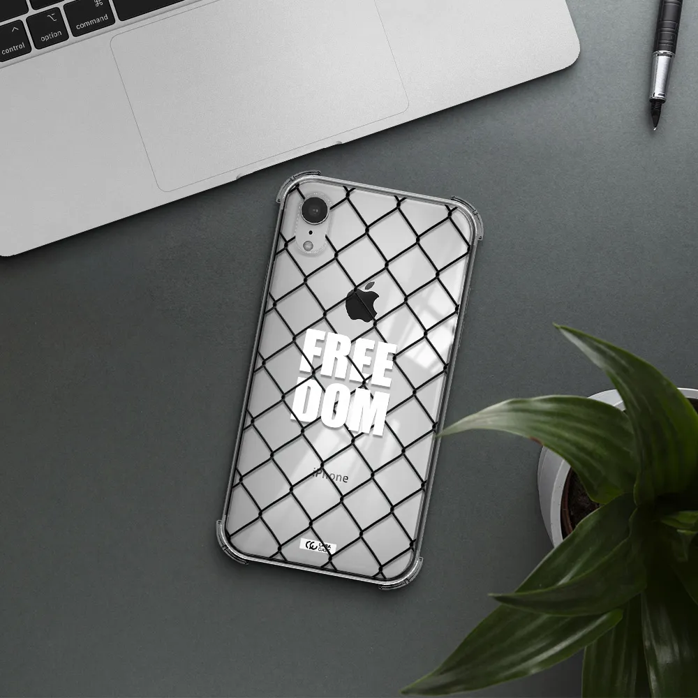 a close-up of a chain link fence Apple iPhone XR Clear PC Case