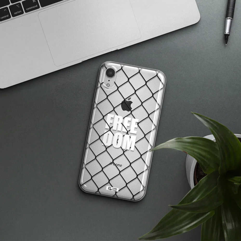 a close-up of a chain link fence Apple iPhone XR Clear TPU Case