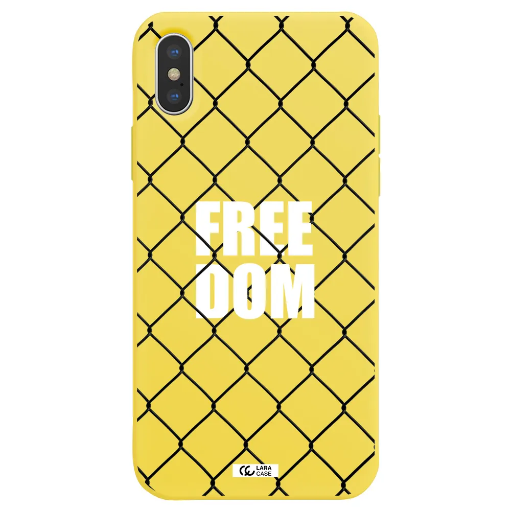 a close-up of a chain link fence Apple iPhone XS Silicone canary yellow Case