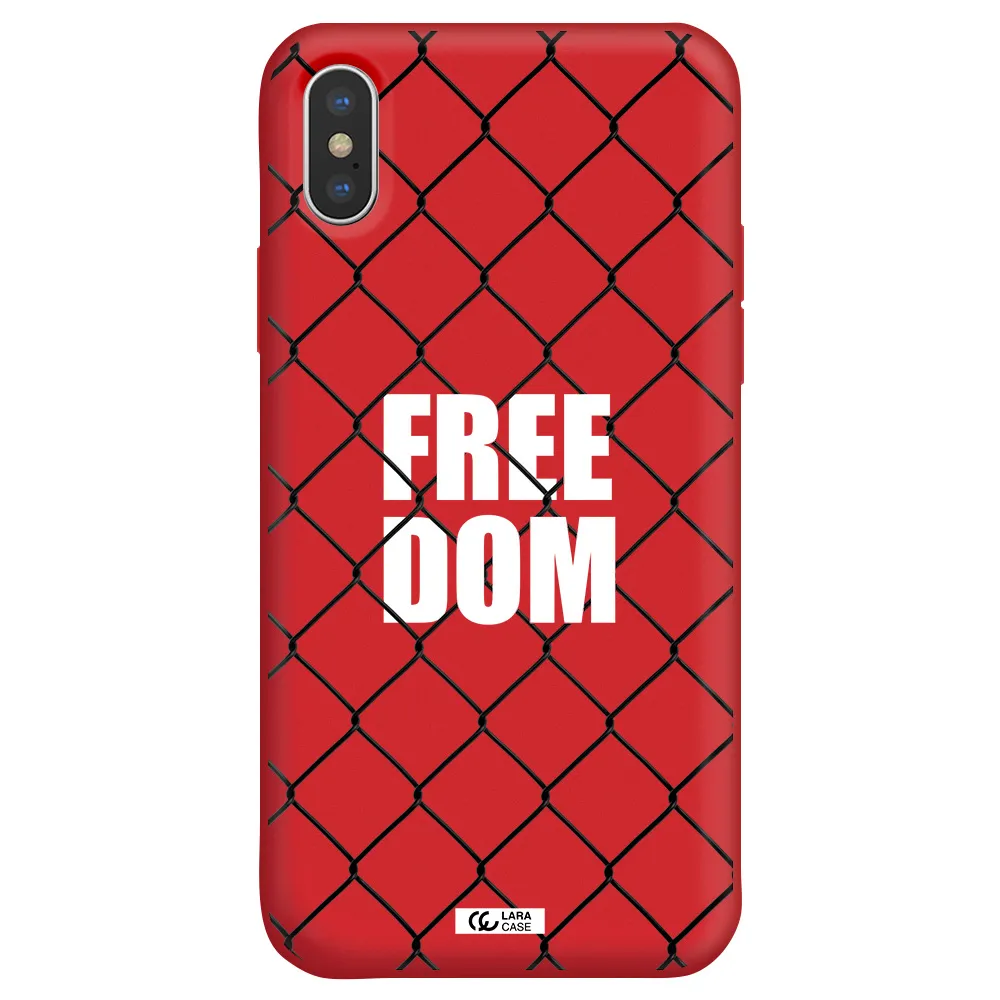 a close-up of a chain link fence Apple iPhone XS Silicone Imperial Red Case