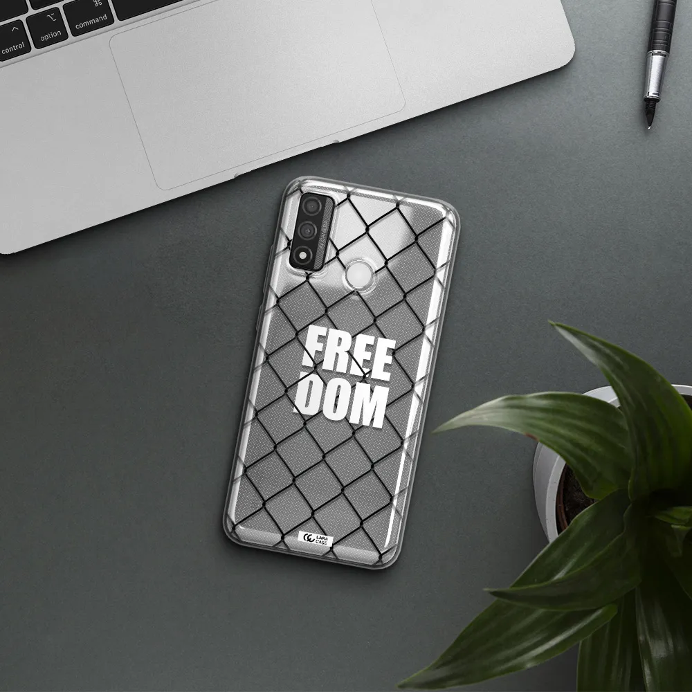 a close-up of a chain link fence Huawei P Smart 2020 Clear TPU Case