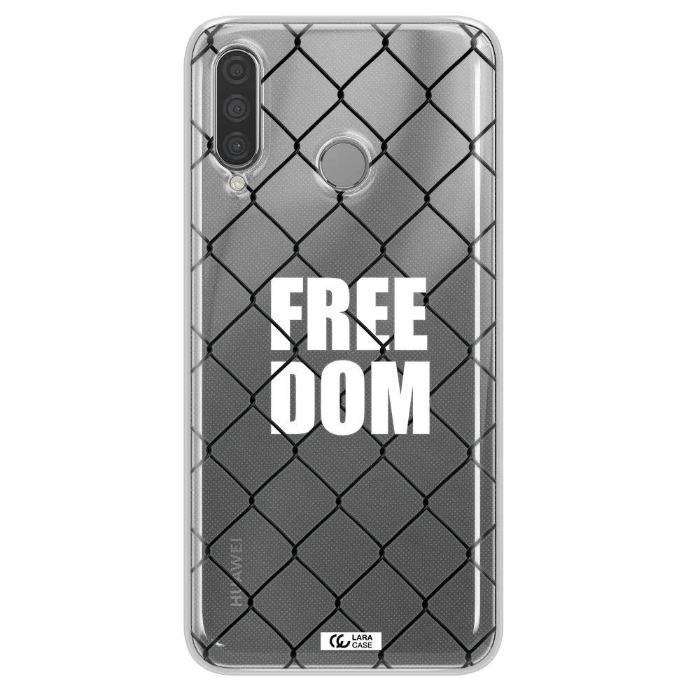 a close-up of a chain link fence Huawei P30 Lite Clear TPU Case