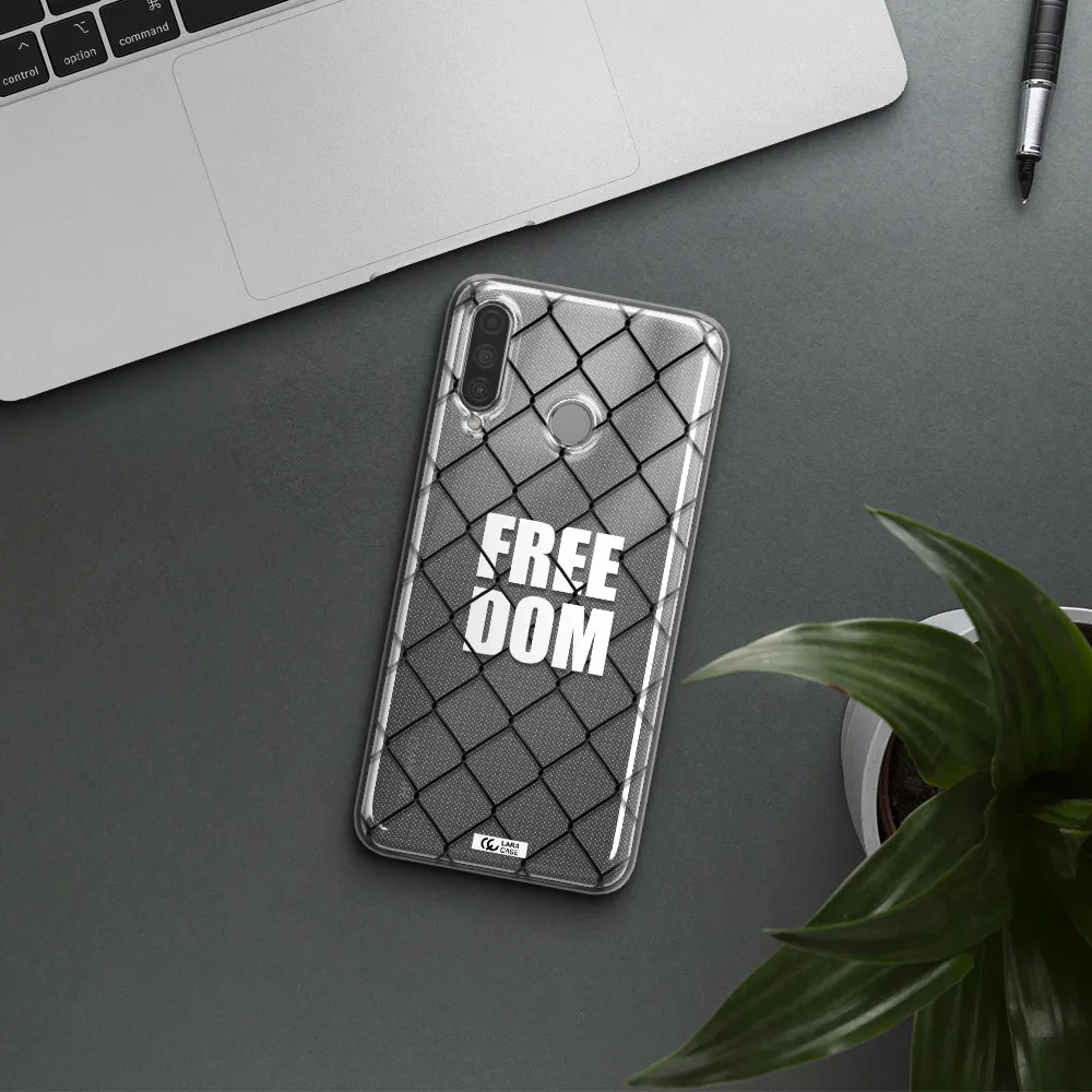 a close-up of a chain link fence Huawei P30 Lite Clear TPU Case