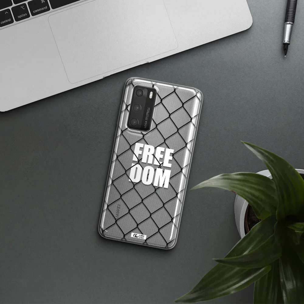 a close-up of a chain link fence Huawei P40 Clear TPU Case