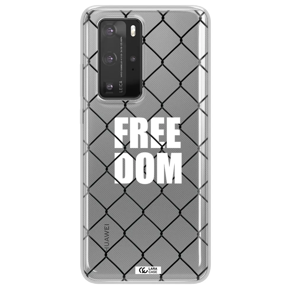 a close-up of a chain link fence Huawei P40 Pro Clear TPU Case