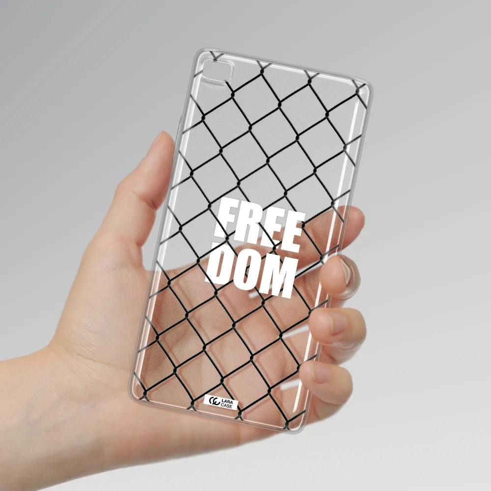 a close-up of a chain link fence Huawei P8 Clear TPU Case