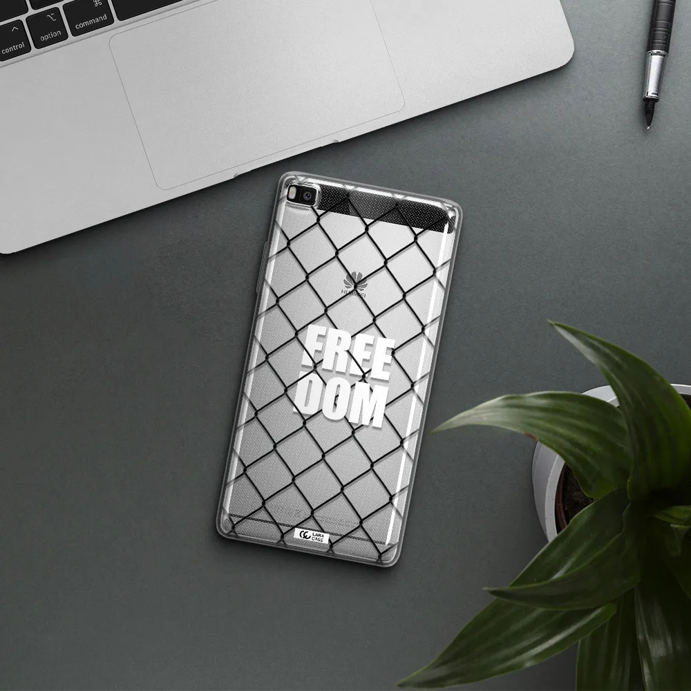 a close-up of a chain link fence Huawei P8 Clear TPU Case